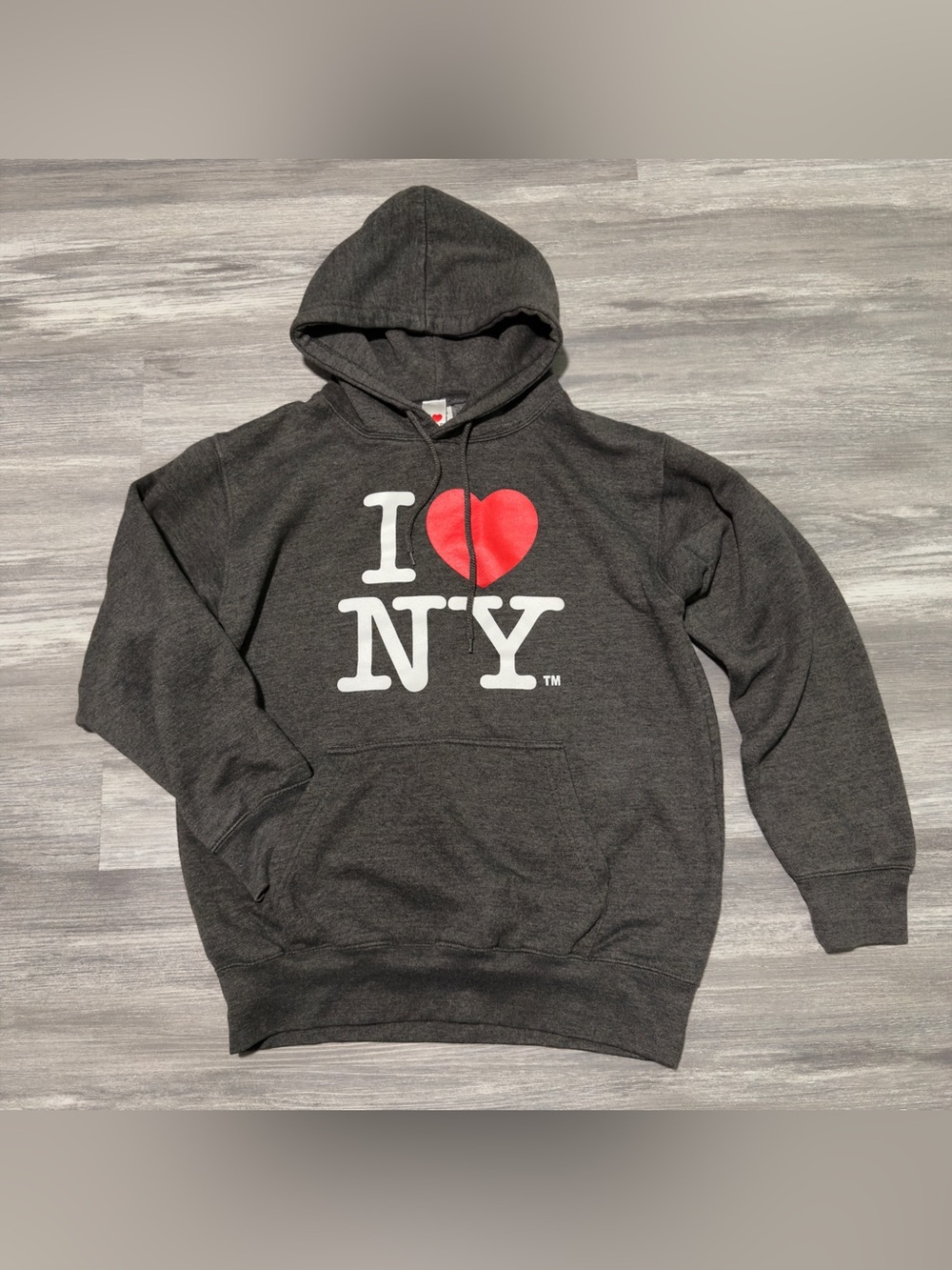 I ❤️ NY Official Hoodie Charcoal Gray Pullover Sweatshirt Fleece Lined Size M